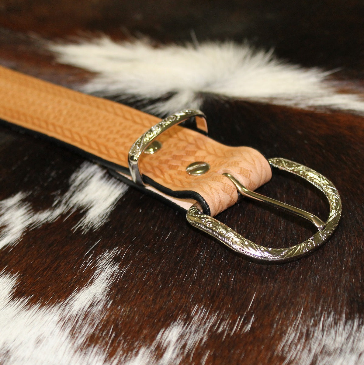 Basket Weave Gun Belt Made in USA Genuine Leather Only 26.95